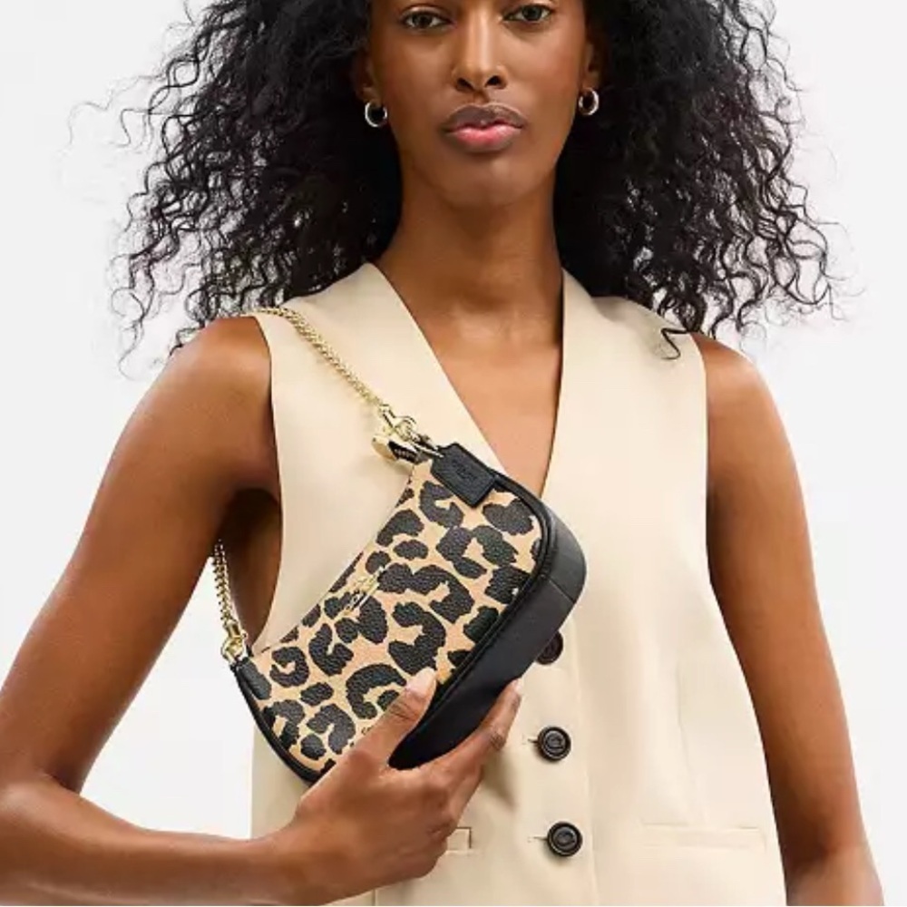 Coach Teri Mini Crossbody Bag With Leopard Print CA UU - Picture 3 of 3
